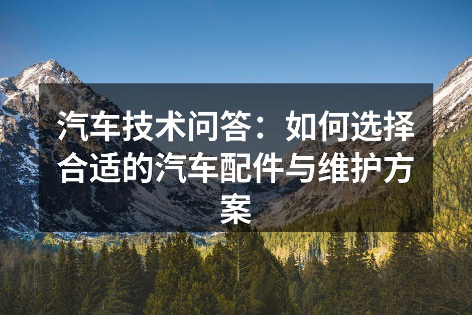 汽车维护中的重要步骤