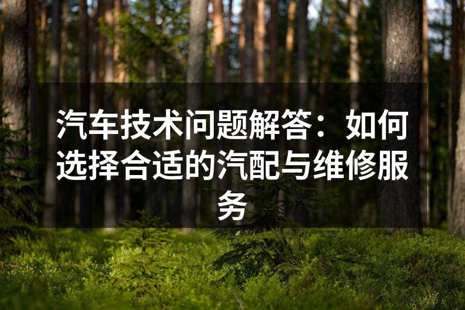 选择优质汽配是安全驾驶的基础