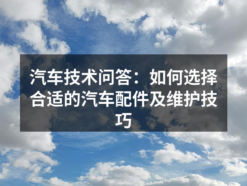 汽车配件选择指南